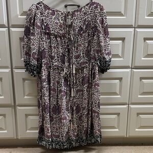 Natalie Martin Purple and Black Midi Dress